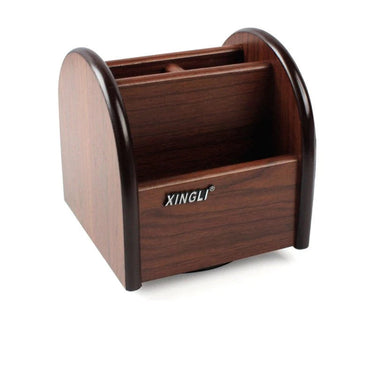 12.5cm Wooden Pen Holder With Rotatable Base
